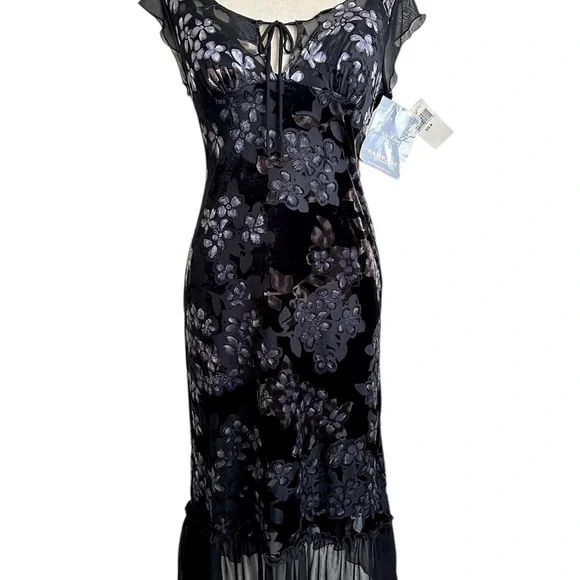 Rampage Vintage Y2K Black Burnout Velvet Dress W/ Original Tags Medium - Picture 2 of 13